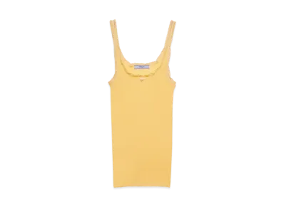 PRADA Women's Ribbed Cotton Top "Yellow"