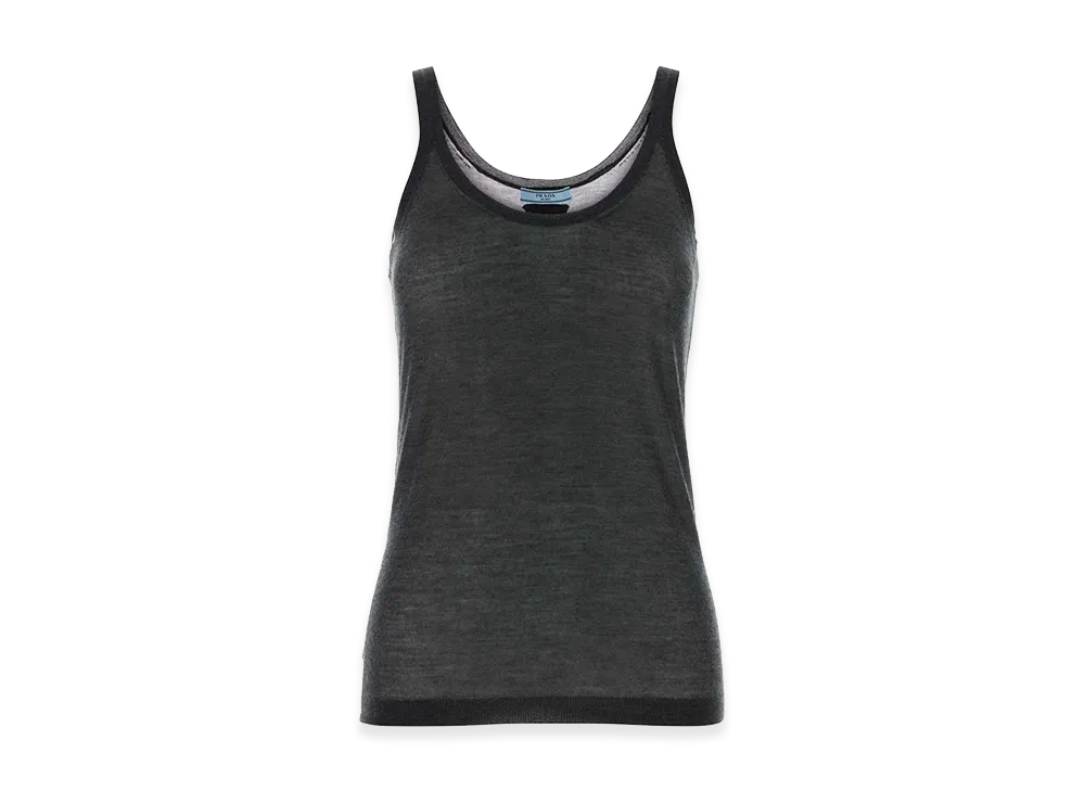 PRADA Women's Graphite Cashmere Blend Tank Top "Gray"