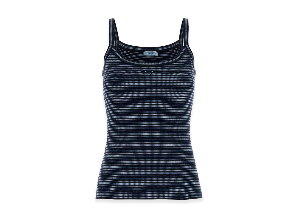 PRADA Women's Embroidecotton Tank Top "Stripped"