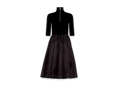 PRADA Women's Re-Nylon and Viscose Wool Midi Dress "Black"