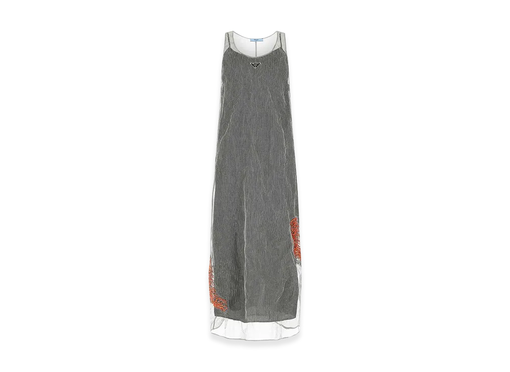 PRADA Women's Mesh Long Dress "Silver"