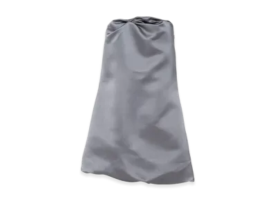 PRADA Women's Strapless Satin and Ponge Mini Dress "Iron Grey"