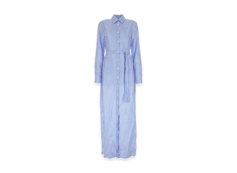 PRADA Women's Printed Silk Shirt Dress "Light Blue"