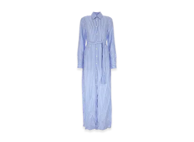 PRADA Women's Printed Silk Shirt Dress "Light Blue"