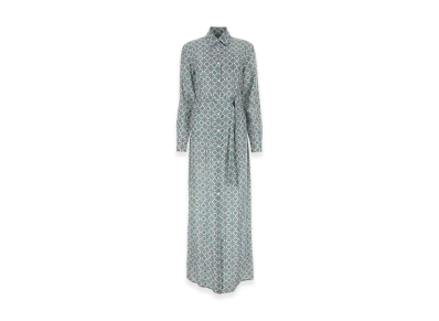 PRADA Women's Printed Silk Shirt Dress "Light Blue"