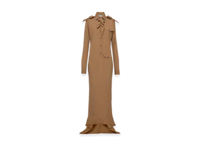 PRADA Women's Long Poplin Dress "Cork Beige"