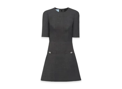 PRADA Women's Wool Mini Dress "Slate Gray"