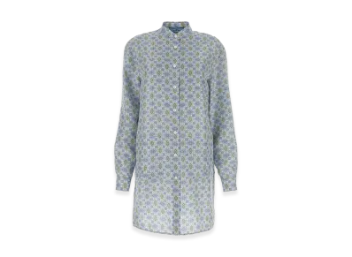 PRADA Women's Printed Silk Shirt Dress "Light Blue"