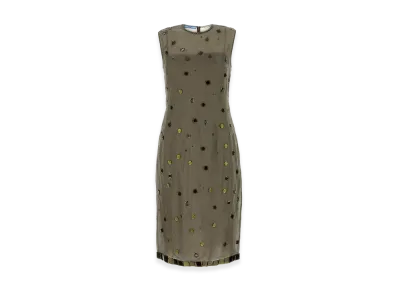 PRADA Women's Abito In Organza Tortora "Green"