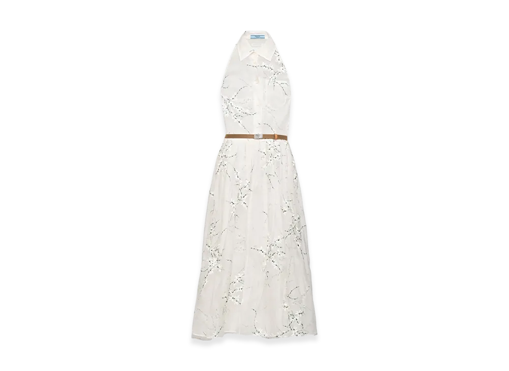 PRADA Women's Embroidered Organza Dress "White"