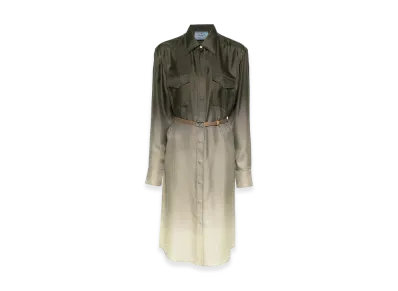 PRADA Women's Twill Shirt Dress "Green"