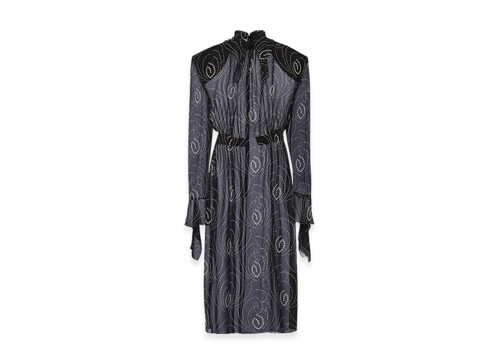 PRADA Women's Printed Georgette Dress "Black"