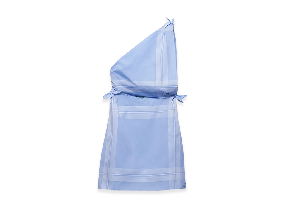 PRADA Women's Checked Cotton Mini Dress "Sapphire Blue"