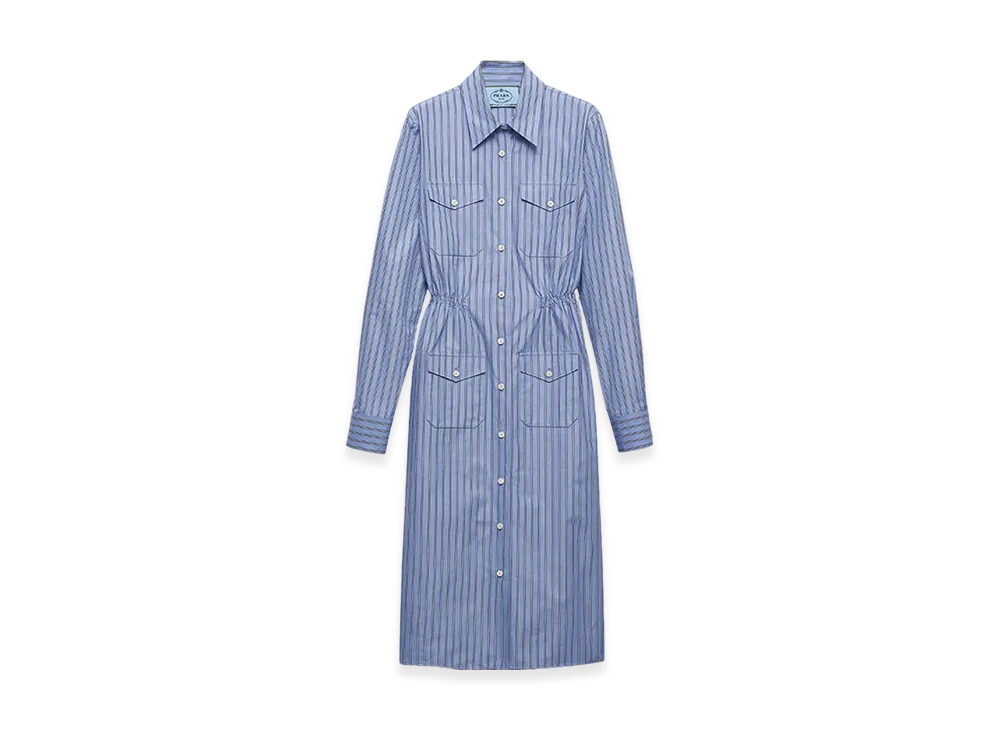PRADA Women's Striped Chambray Dress "Navy"