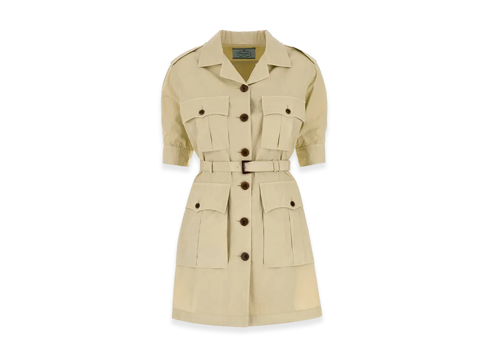 PRADA Women's Poplin Shirt Dress "Beige"