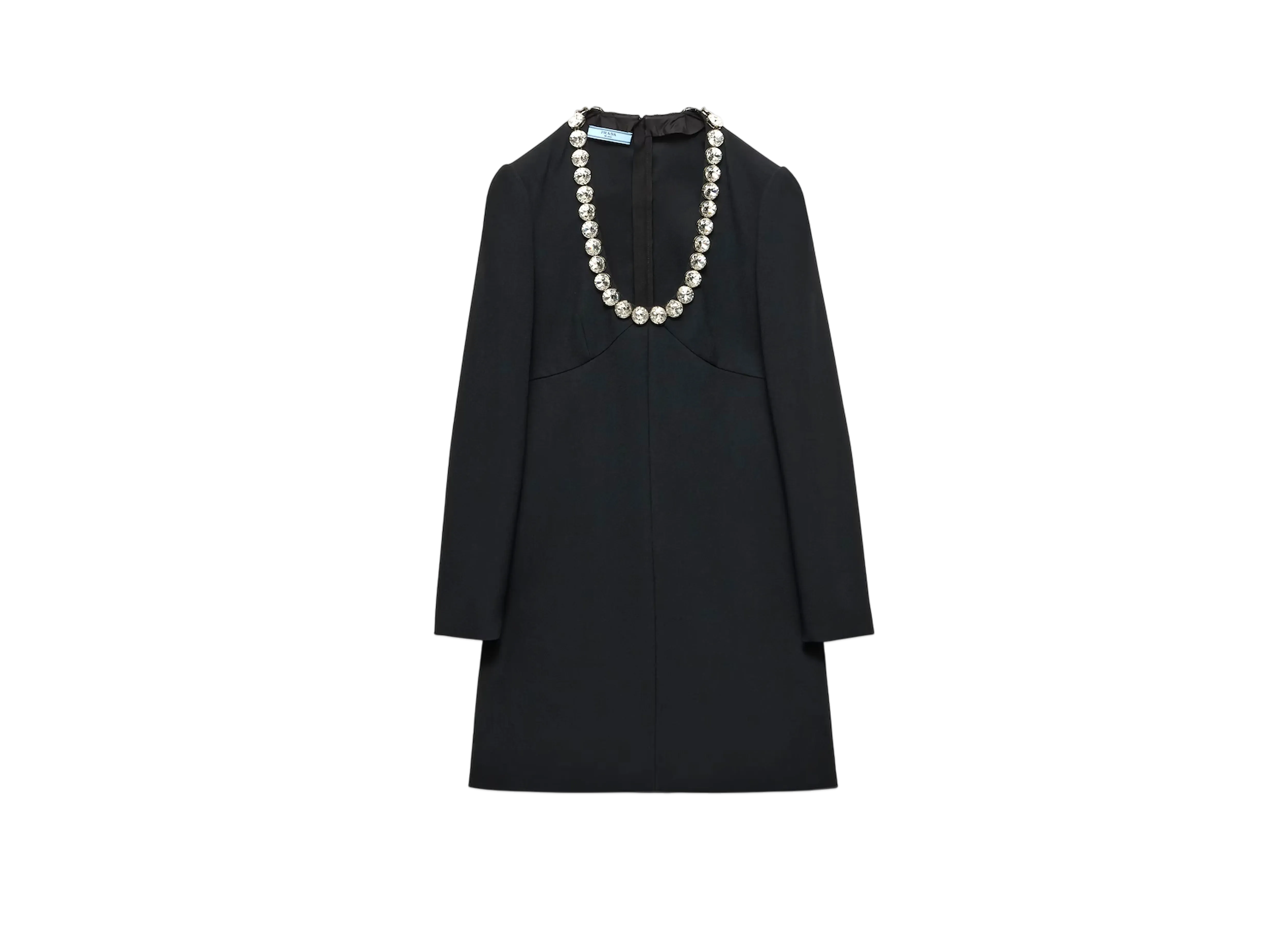 PRADA Women's Embroidered Sable Compact Mini-Dress "Black"