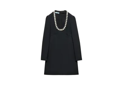 PRADA Women's Embroidered Sable Compact Mini-Dress "Black"