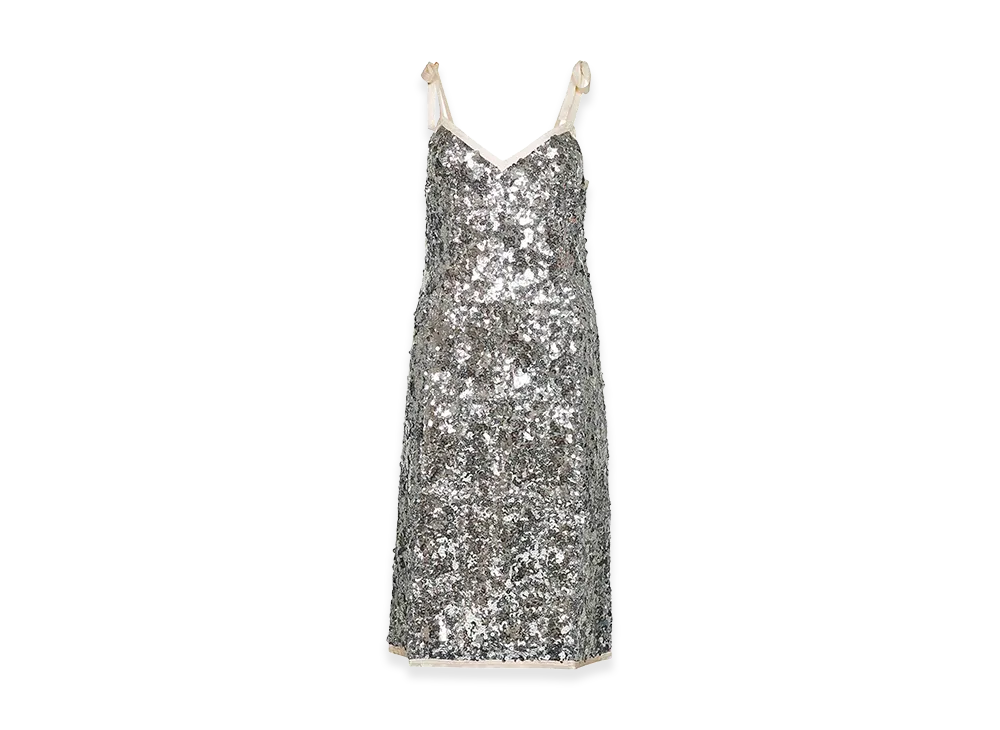 PRADA Women's Embellished Nylon Dress "Silver"