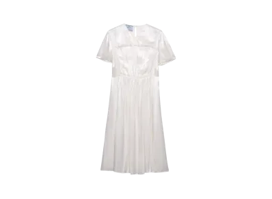 PRADA Women's Embroidered Satin Midi-Dress "White"