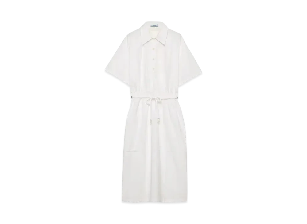 PRADA Women's Poplin and Satin Dress "White"