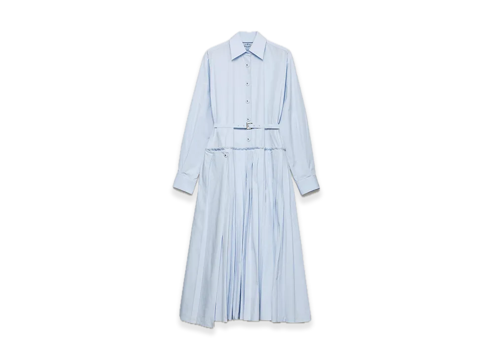 PRADA Poplin Pleated Dress "Light Blue"