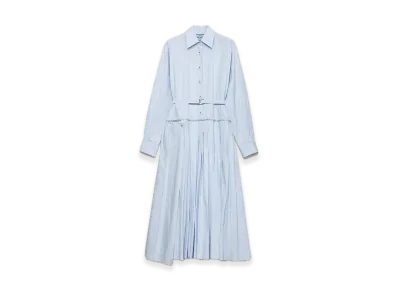 PRADA Poplin Pleated Dress "Light Blue"
