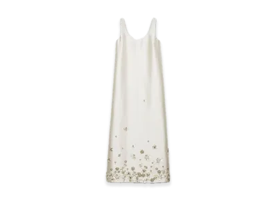 PRADA Embroidered Silk x Wool Long Dress "White"
