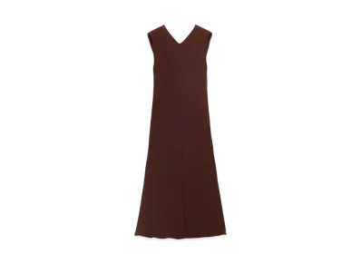 PRADA Women's Satin Crepe Midi-Dress "Dark Brown"