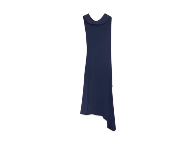 PRADA Women's Asymmetrical Satin Crepe Dress "Navy"