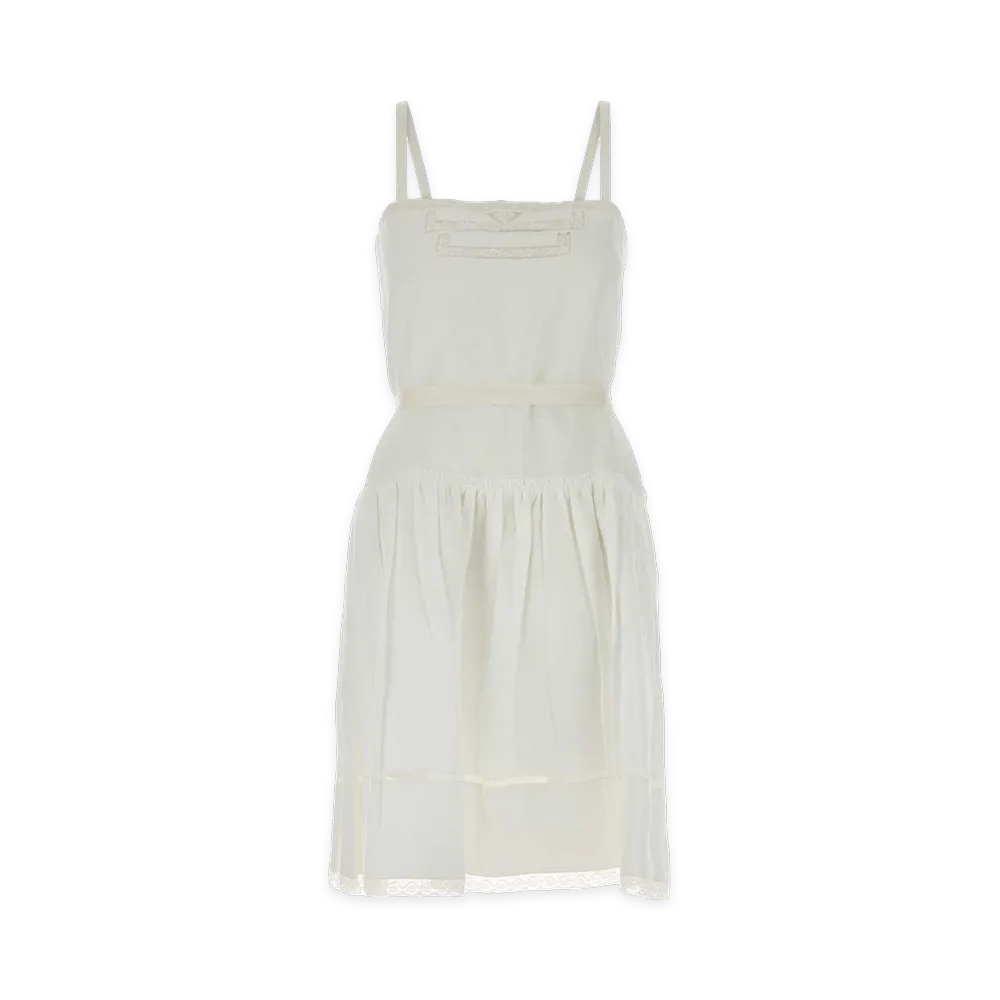 PRADA Women's Embroidered Linen Dress "White"