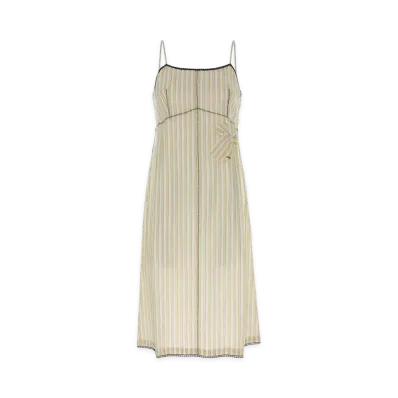 PRADA Women's Striped Dress With Bow "Yellow"