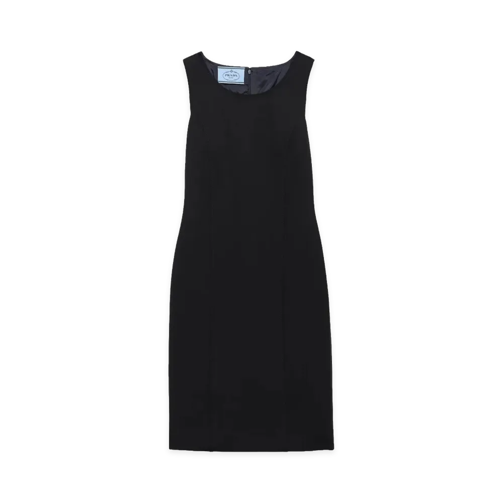 PRADA Women's Abito Midi In Lana Elasticizzata "Blue"