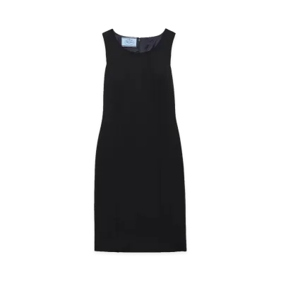 PRADA Women's Abito Midi In Lana Elasticizzata "Blue"
