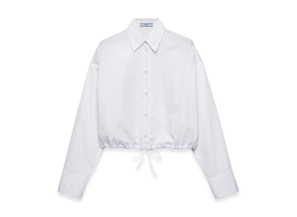 PRADA Women's Drawstring Poplin Shirt "White"