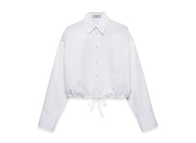 PRADA Women's Drawstring Poplin Shirt "White"
