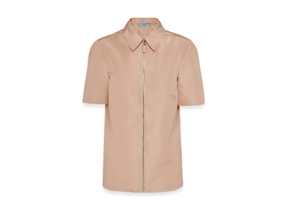 PRADA Women's Short-Sleeved Faille Shirt "Powder Pink"