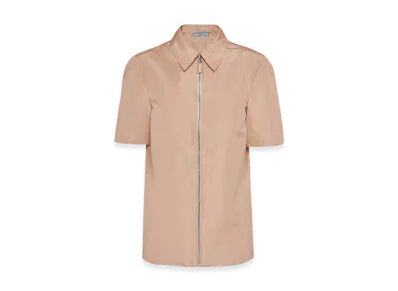 PRADA Women's Short-Sleeved Faille Shirt "Powder Pink"