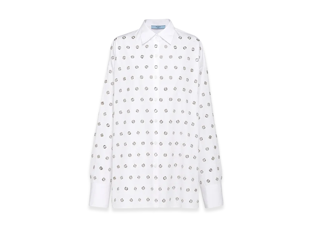 PRADA Women's Printed Poplin Shirt "White"