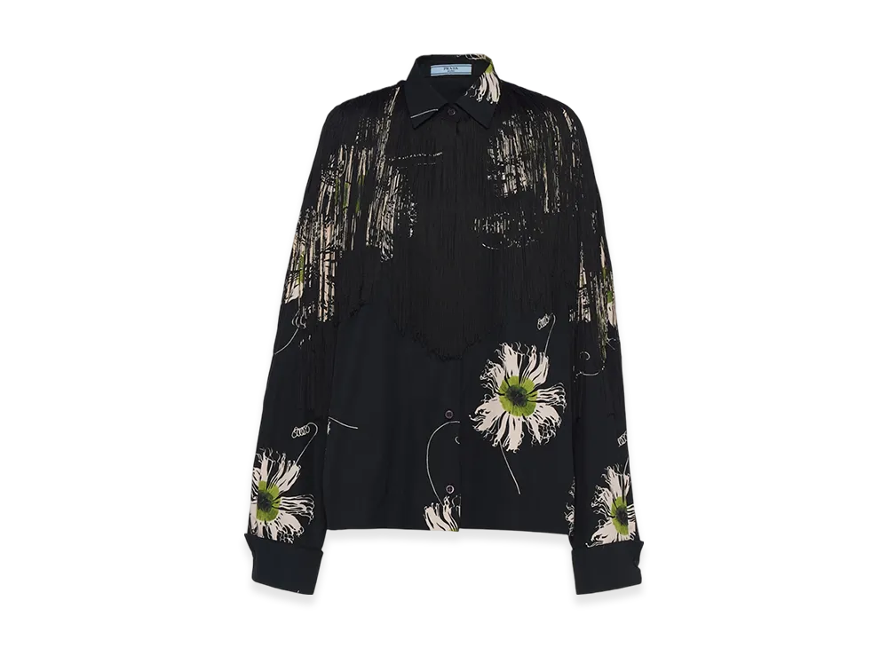 PRADA Women's Printed Poplin Shirt "Fern Green"