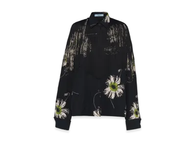 PRADA Women's Printed Poplin Shirt "Fern Green"