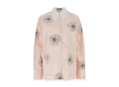 PRADA Women's Printed Poplin Oversize Shirt "Pink"