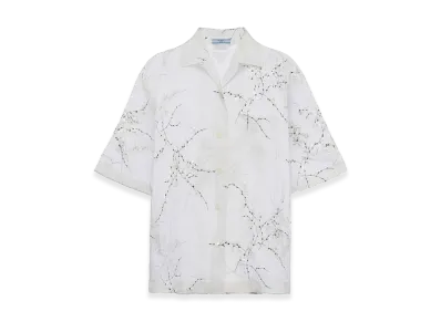 PRADA Women's Silk Blend See-Through Shirt "White"