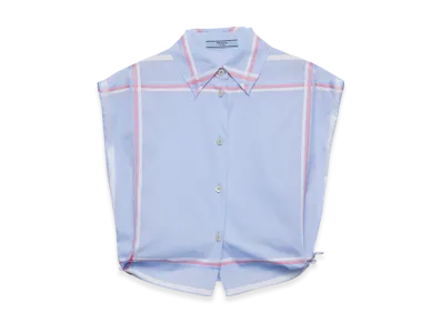 PRADA Women's Checked Cropped Cotton Shirt "Light Blue"