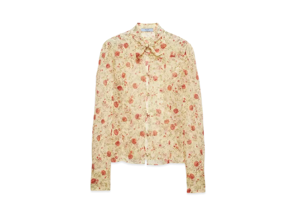 PRADA Women's Printed Chiffon Shirt "Red"