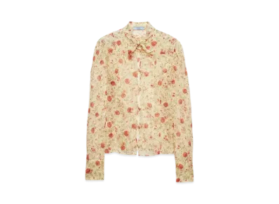 PRADA Women's Printed Chiffon Shirt "Red"