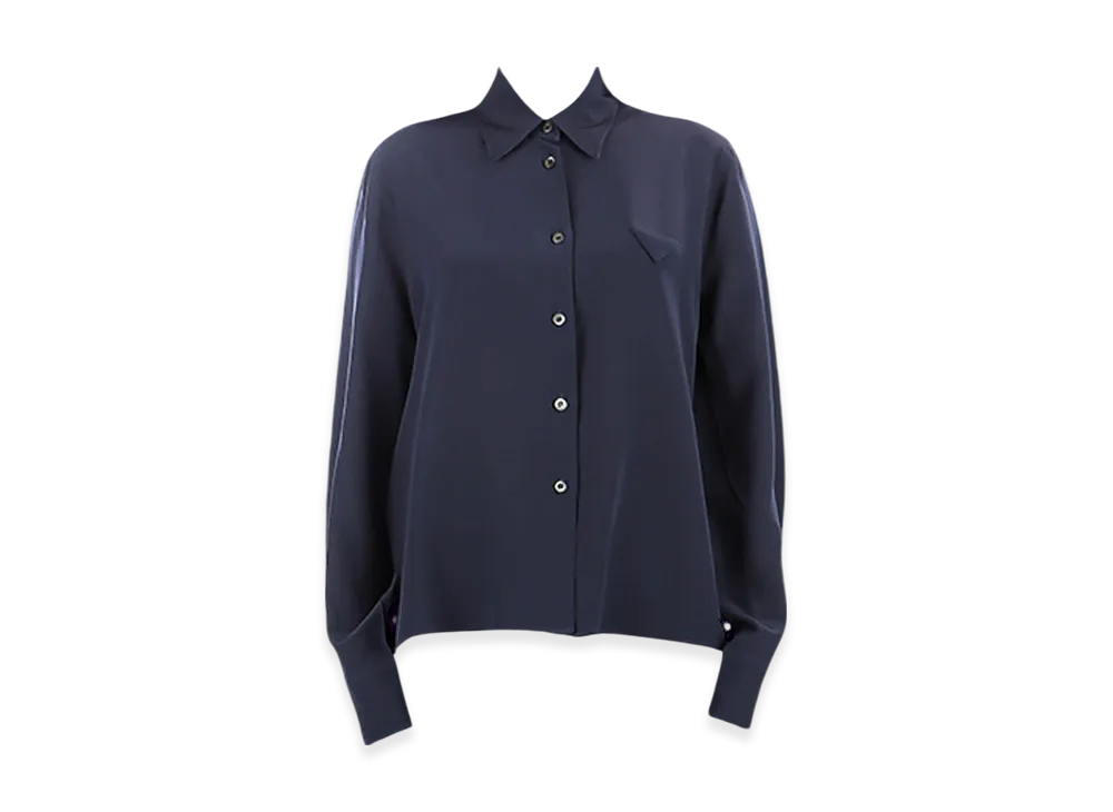 PRADA Women's Crepe De Chine Shirt "Navy"