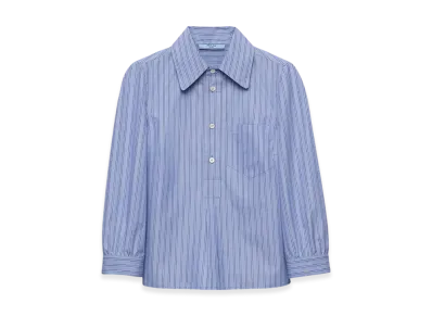 PRADA Women's Striped Poplin Blouse "Navy"