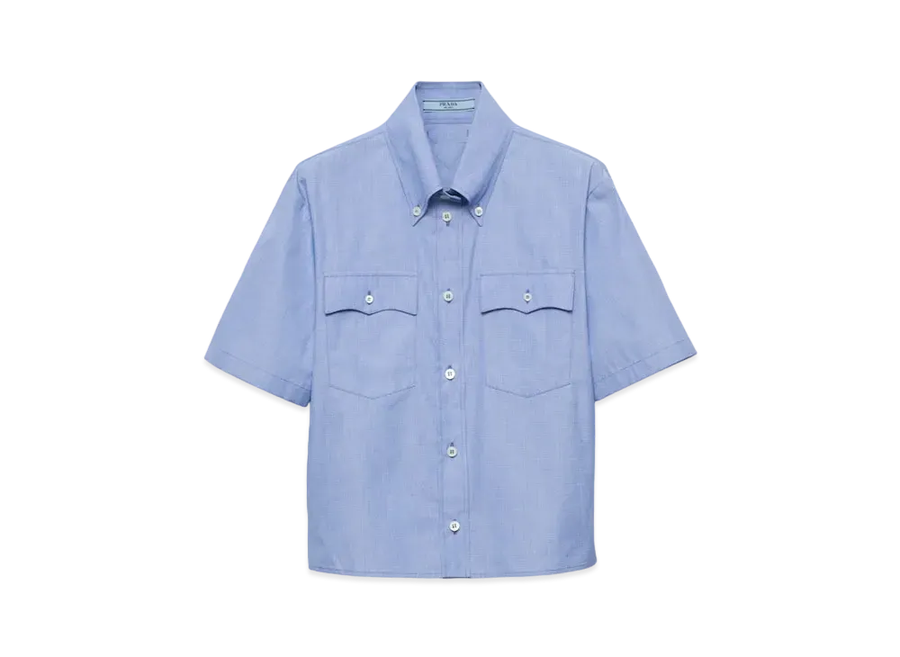 PRADA Women's Fil-a-fil Cotton Shirt "Blue"