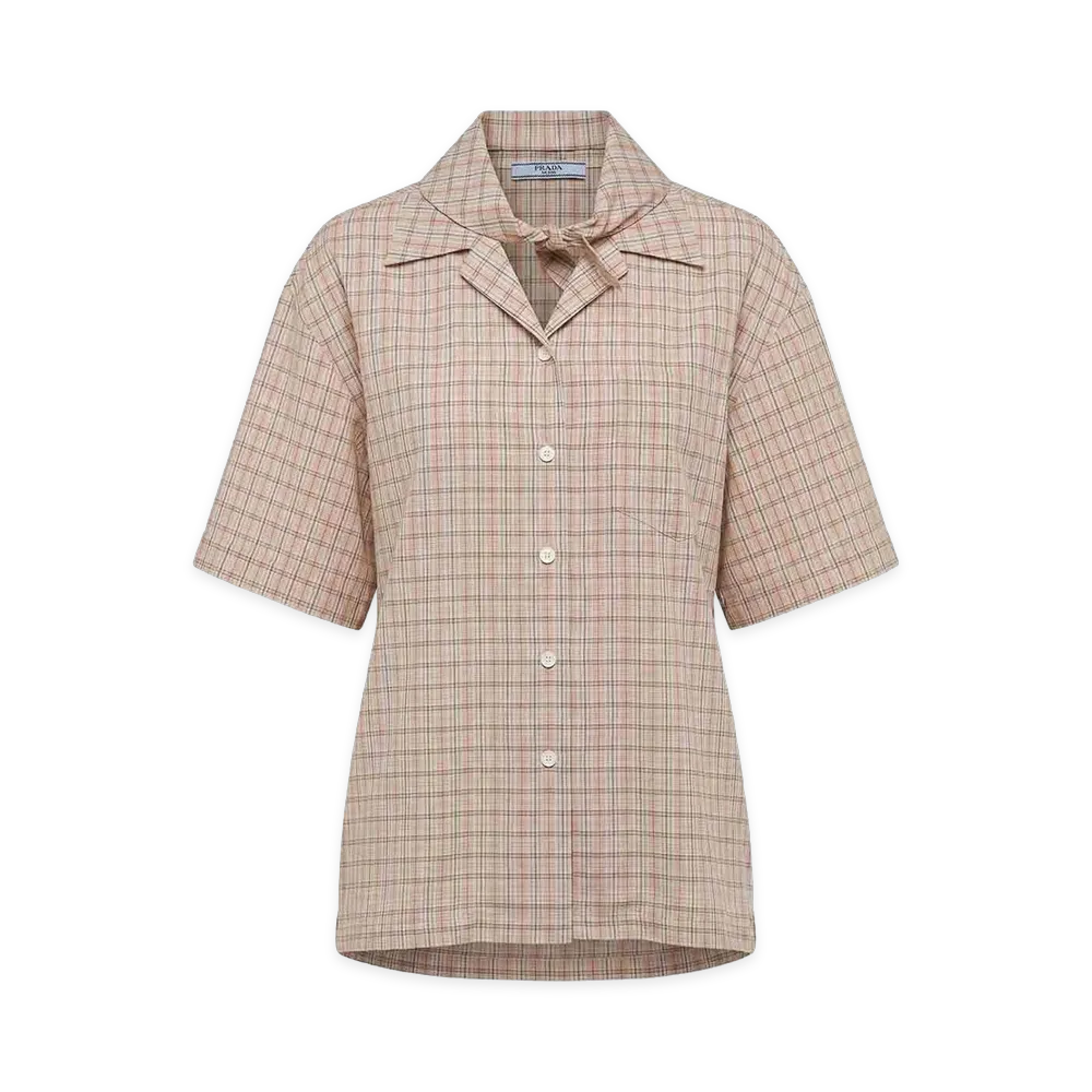 PRADA Women's Madras Print Shirt "Beige"