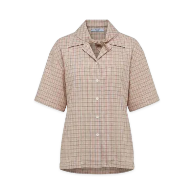 PRADA Women's Madras Print Shirt "Beige"